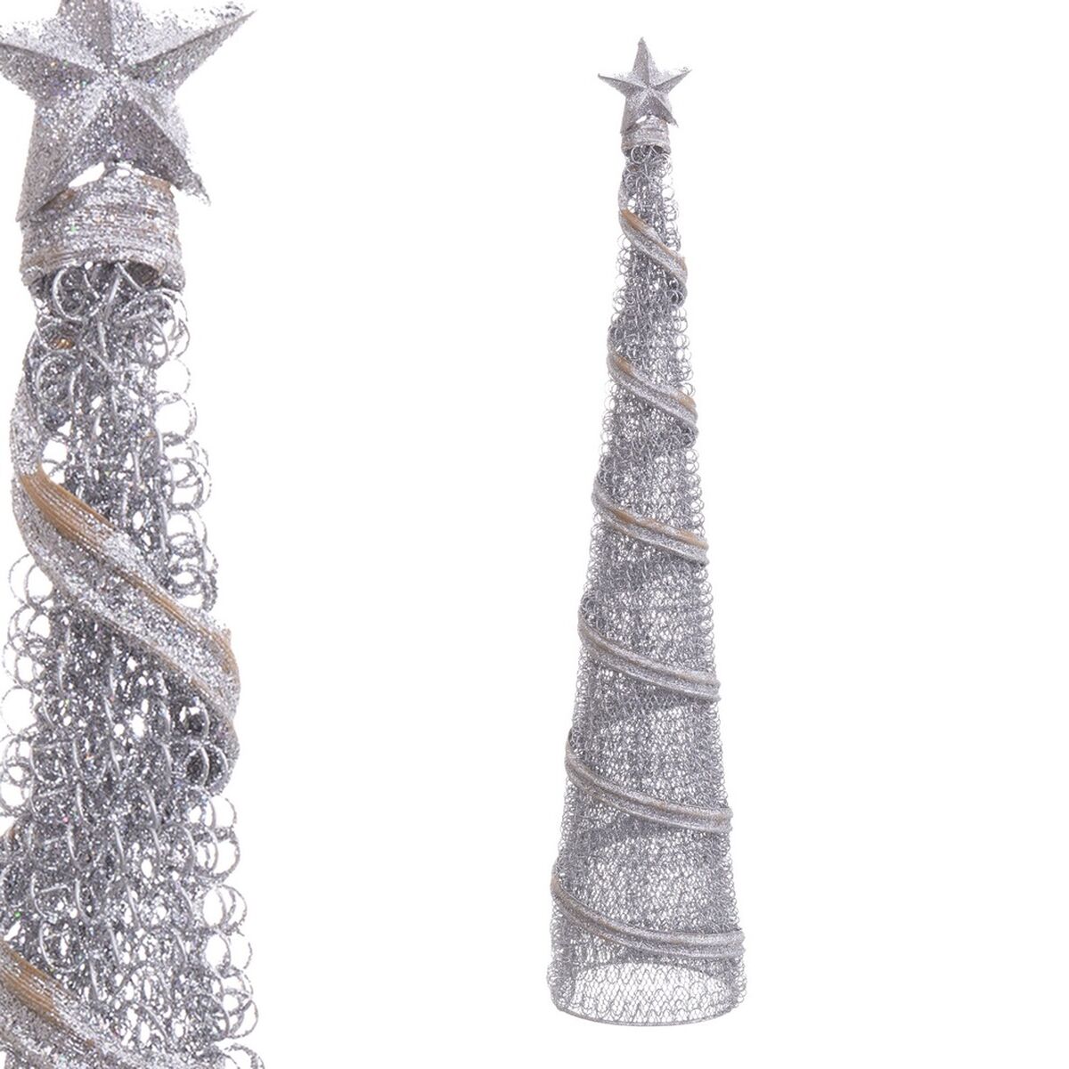Julepynt Sølv Metal Konisk 10 x 10 x 50 cm